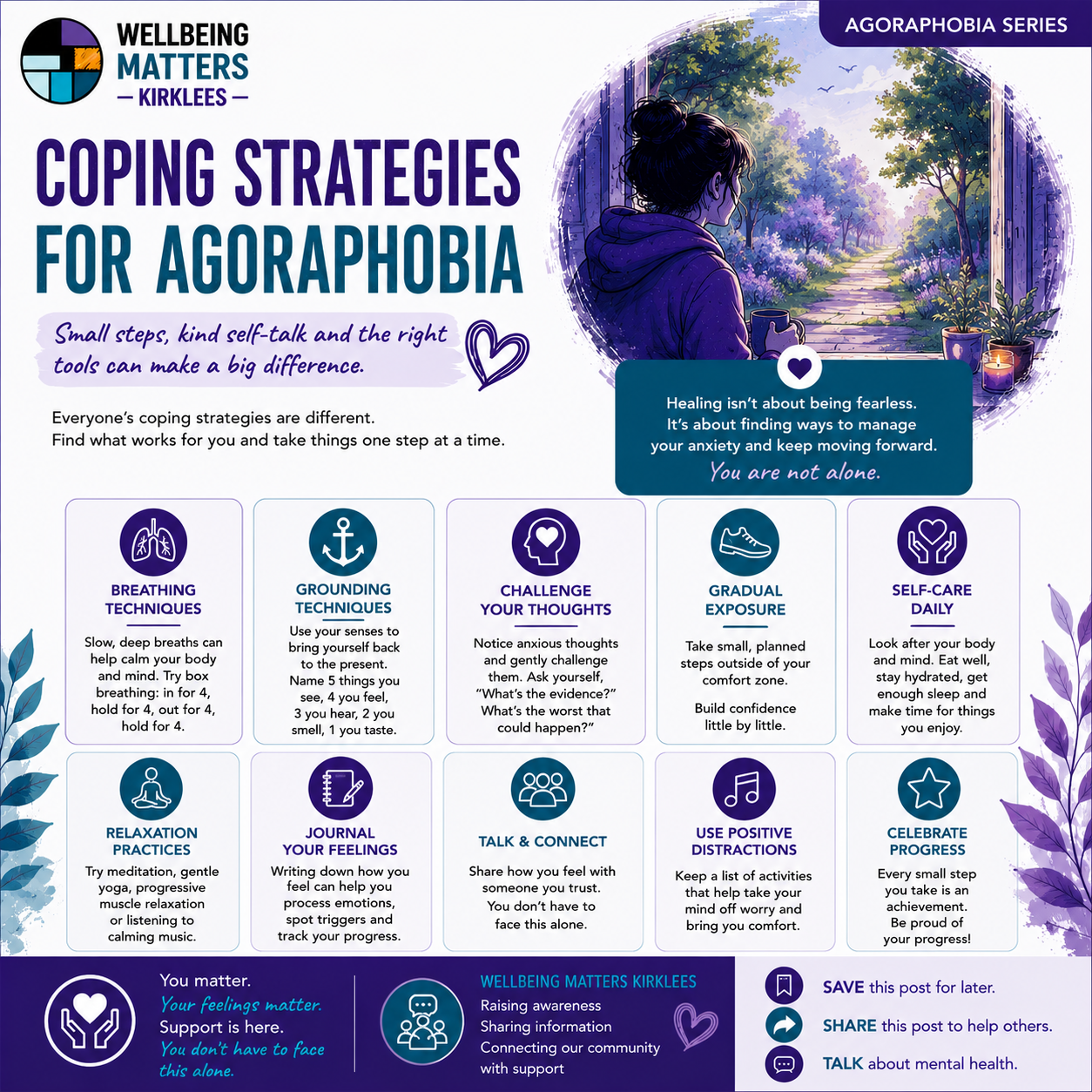 Wellbeing Matters Kirklees Agoraphobia series, image 4: Coping strategies