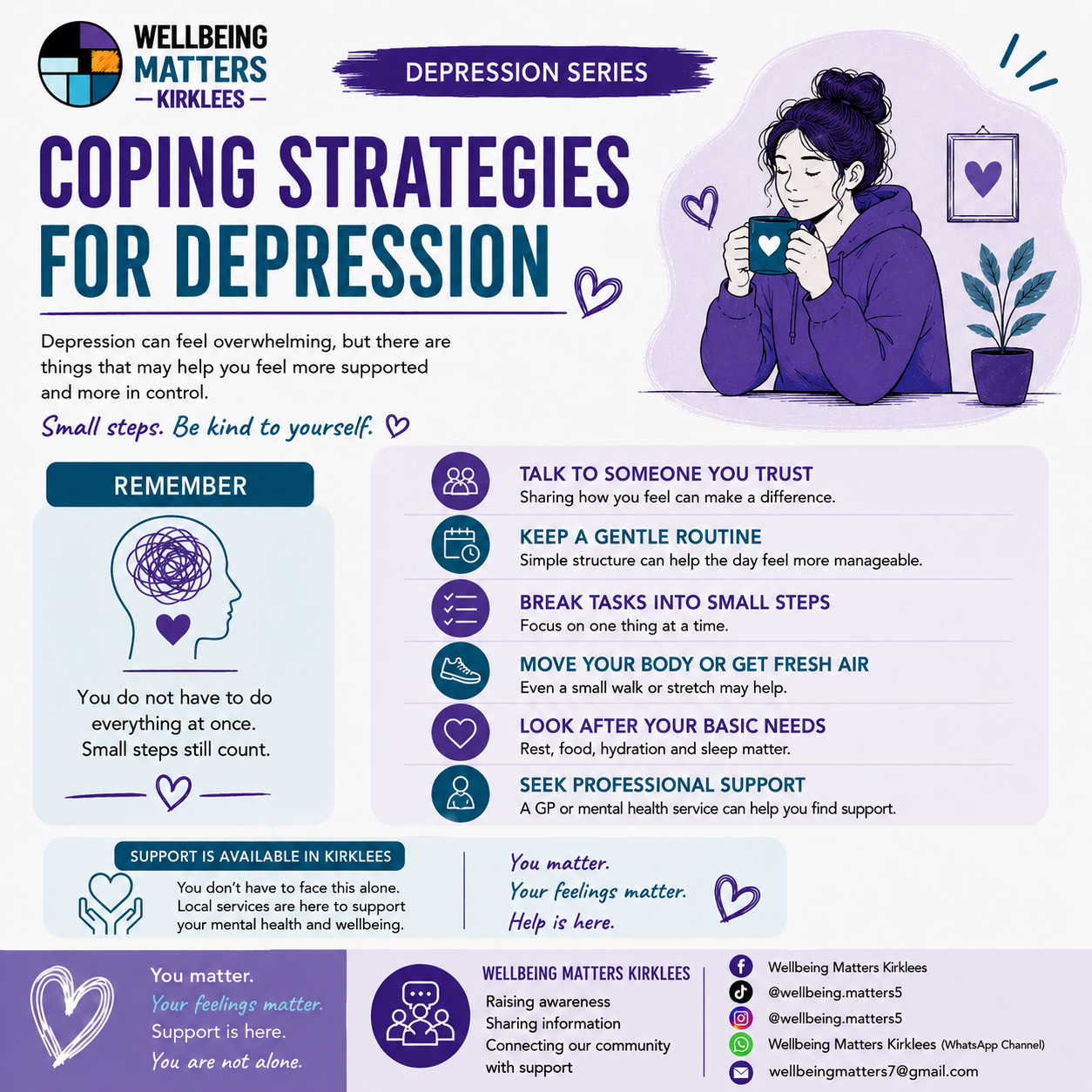 Wellbeing Matters Kirklees Depression series, image 4: Coping strategies