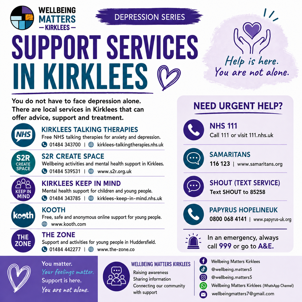 Wellbeing Matters Kirklees Depression series, image 5: Support services in Kirklees