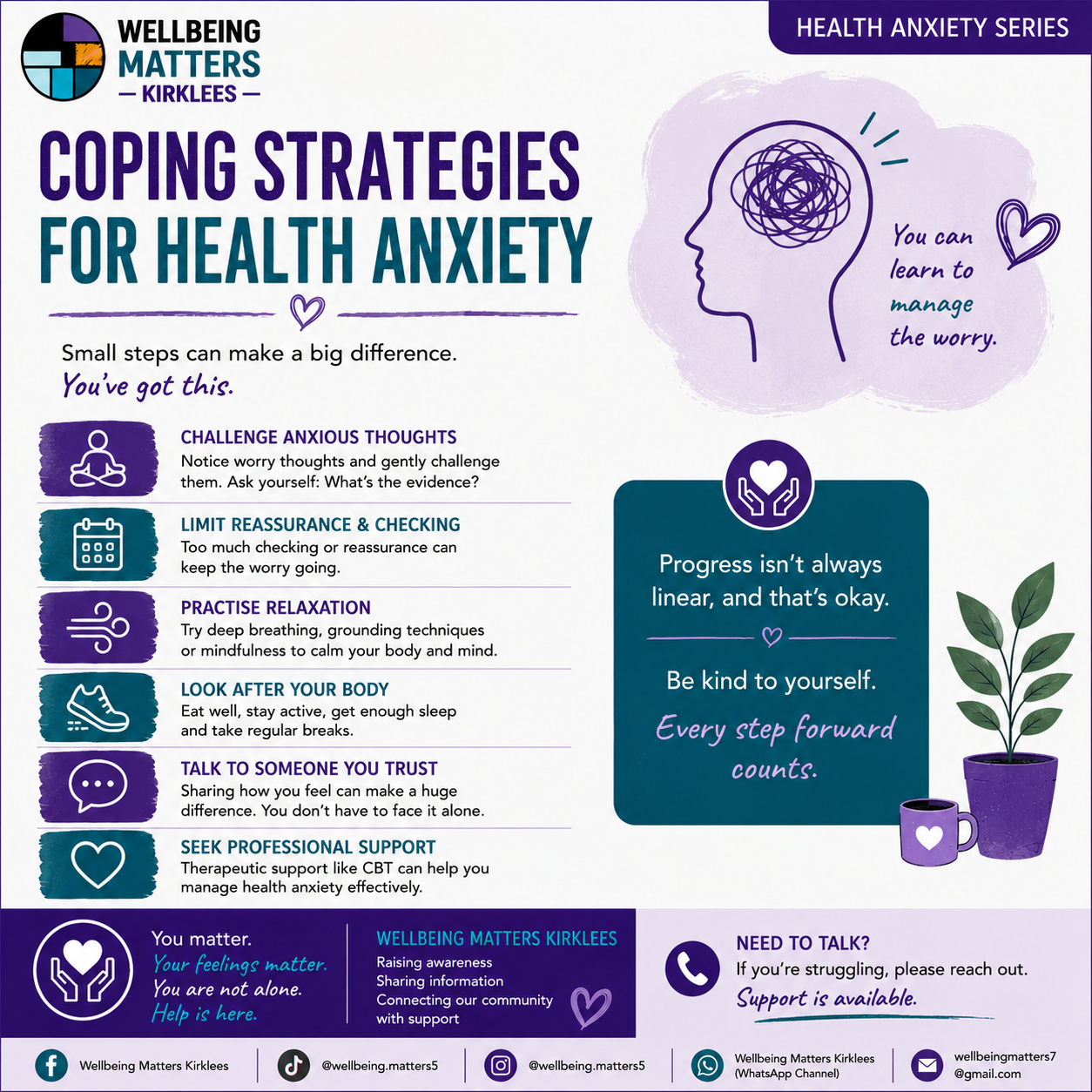 Wellbeing Matters Kirklees Health anxiety series, image 4: Coping strategies