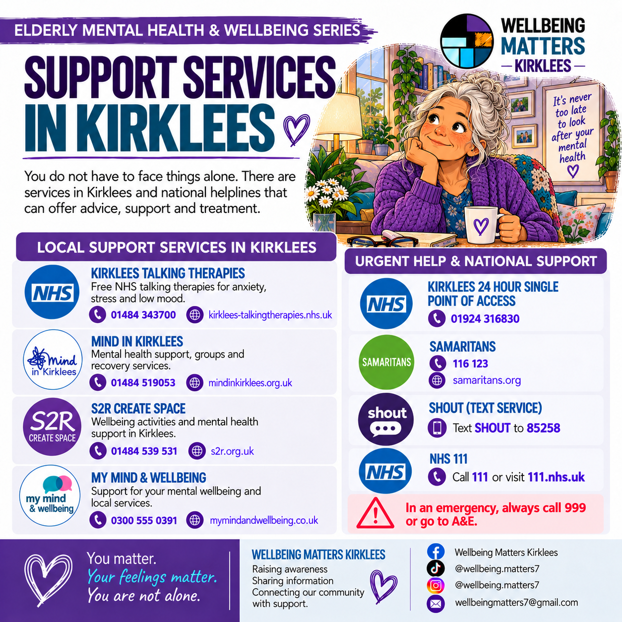 Wellbeing Matters Kirklees Older adult mental health & wellbeing series, image 5: Support services in Kirklees
