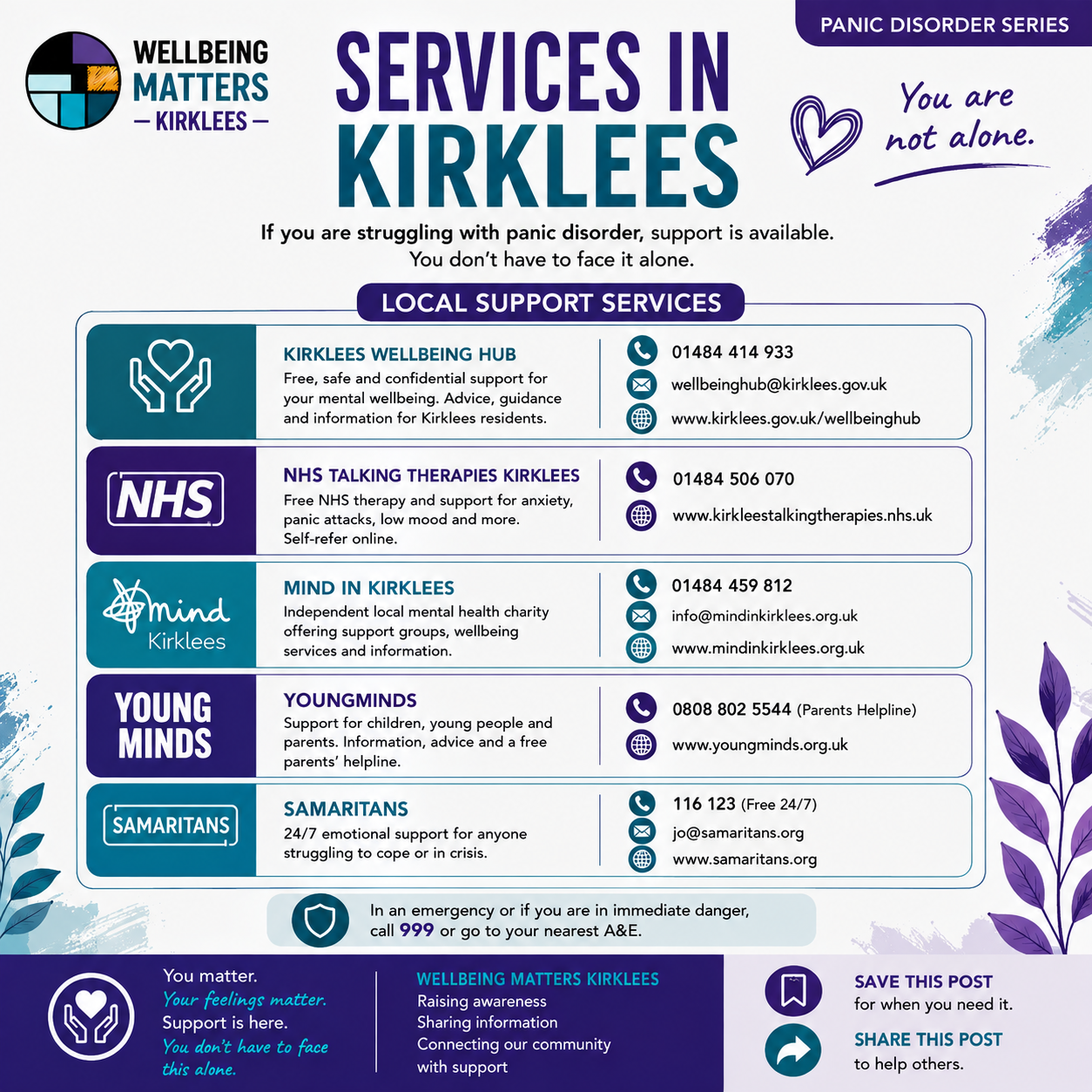 Wellbeing Matters Kirklees Panic disorder series, image 5: Support services in Kirklees