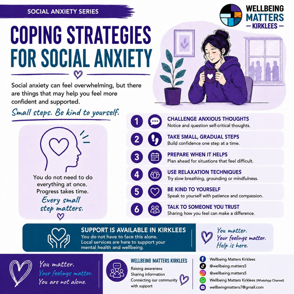 Wellbeing Matters Kirklees Social anxiety series, image 4: Coping strategies